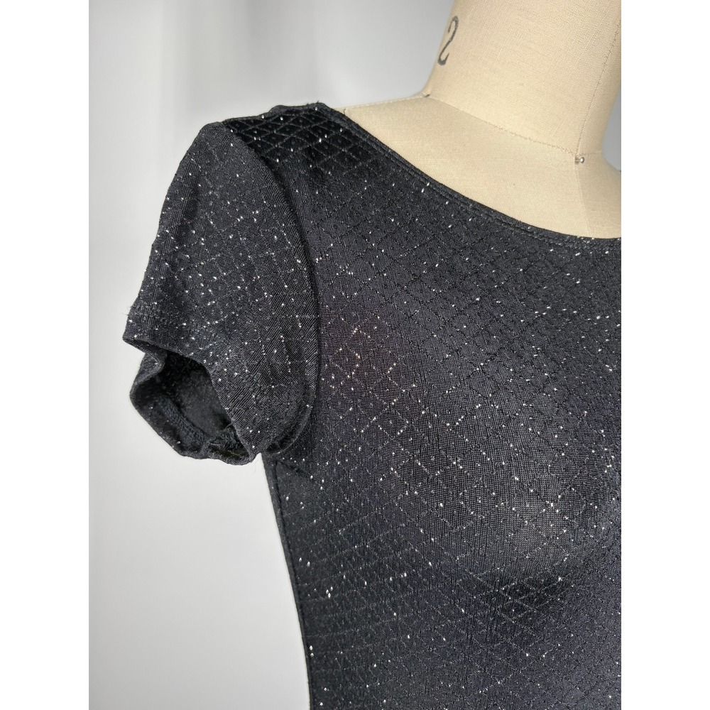 Vintage Y2K Stretchy Glittery Top Small Black Sparkle Whimsigoth 90s Onyx Nite - Picture 5 of 8